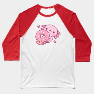 Cute Axolotl Hugging Donut Baseball T-Shirt